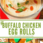 Long pin image for Buffalo Chicken Egg Rolls with title