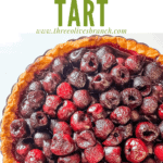 Pin image top view of Cherry Tart with title at top