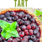 Pin image of Cherry Tart with mint and title at top