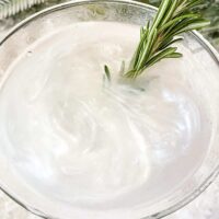 Top view of the swirly white drink