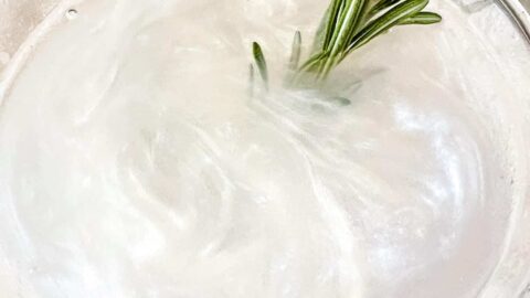 Top view of the swirly white drink