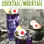 Pin image of Purple People Eater Halloween Cocktails with title at top