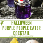 Long pin for Purple People Eater Halloween Cocktail (+Mocktail) with title
