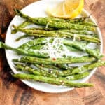 All three Air Fryer Green Beans on a small plate