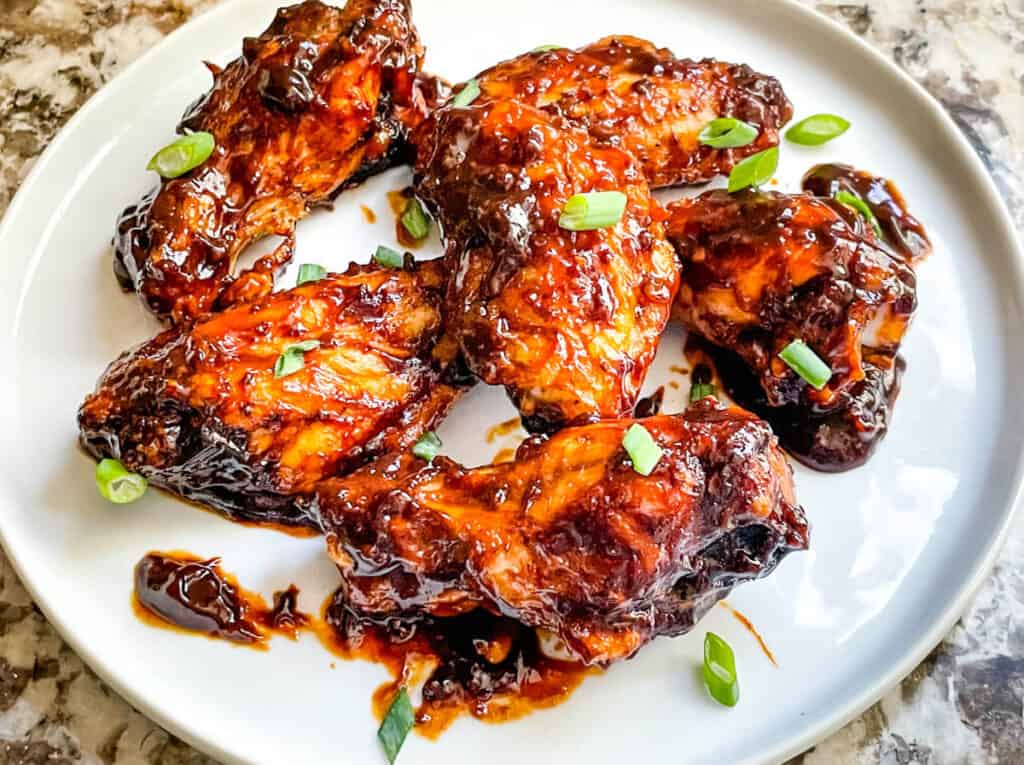 Barbeque Chicken Wings on a white plate