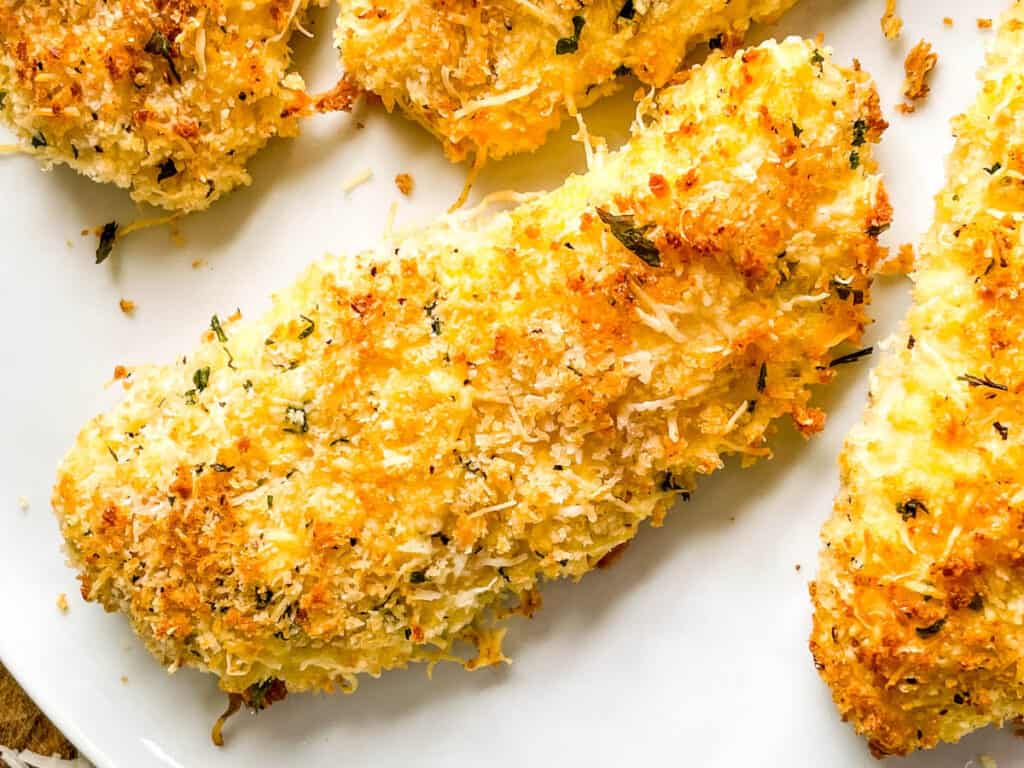 Parmesan Air Fried Chicken Tenders on a plate