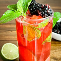 Closer view of the Blackberry Mojito in a glass