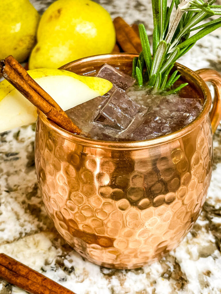 Pear Tree Vodka Cocktail in a copper mug