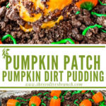 Long pin for Pumpkin Patch Dirt Pudding Dessert with title