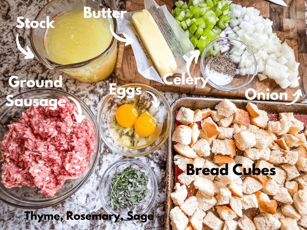 Ingredients needed for the dressing laid out