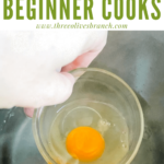 Pin for Tips for Beginner Cooks of an egg being put in boiling water