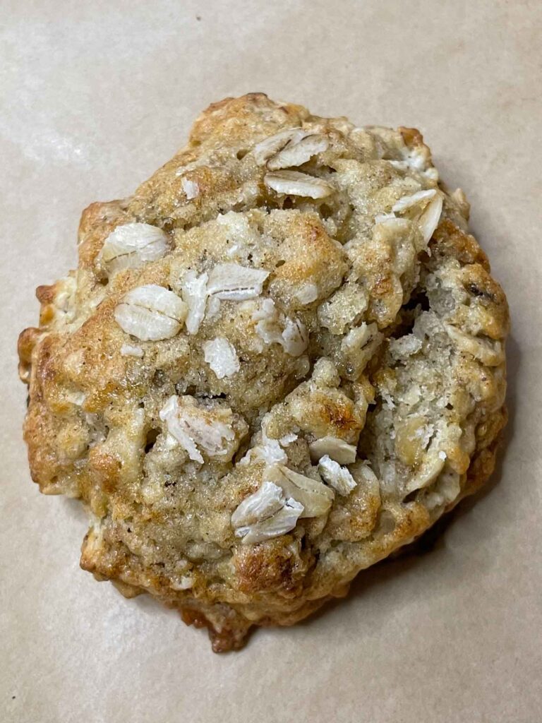 Close up top view of a Banana Oatmeal Cookie