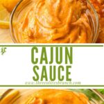 Long pin of Cajun Sauce with title