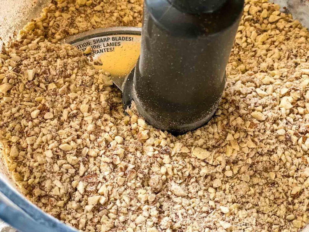 Ground almonds sitting in a food processor