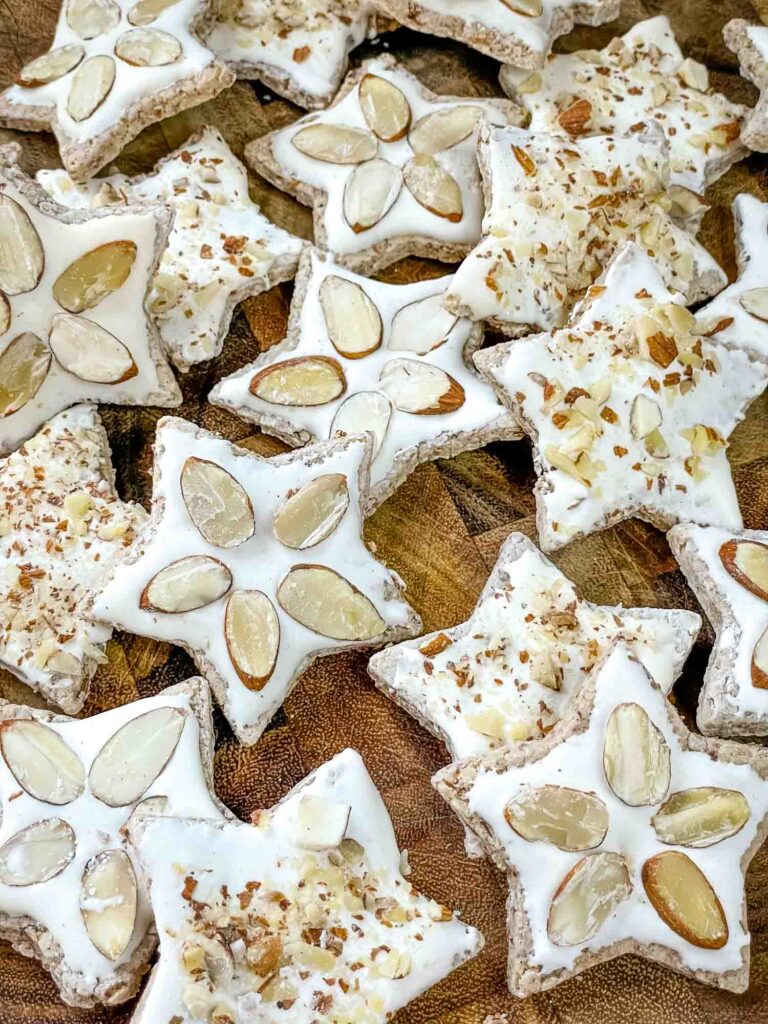 A pile of Zimmerstern (German Cinnamon Star Cookies)
