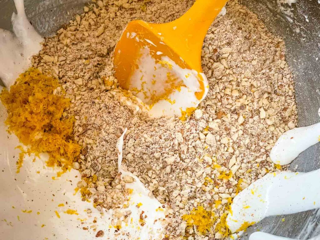 Mixing the ingredients together in a bowl to make the dough