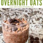 Pin of a jar of Chocolate Overnight Oats with title at top