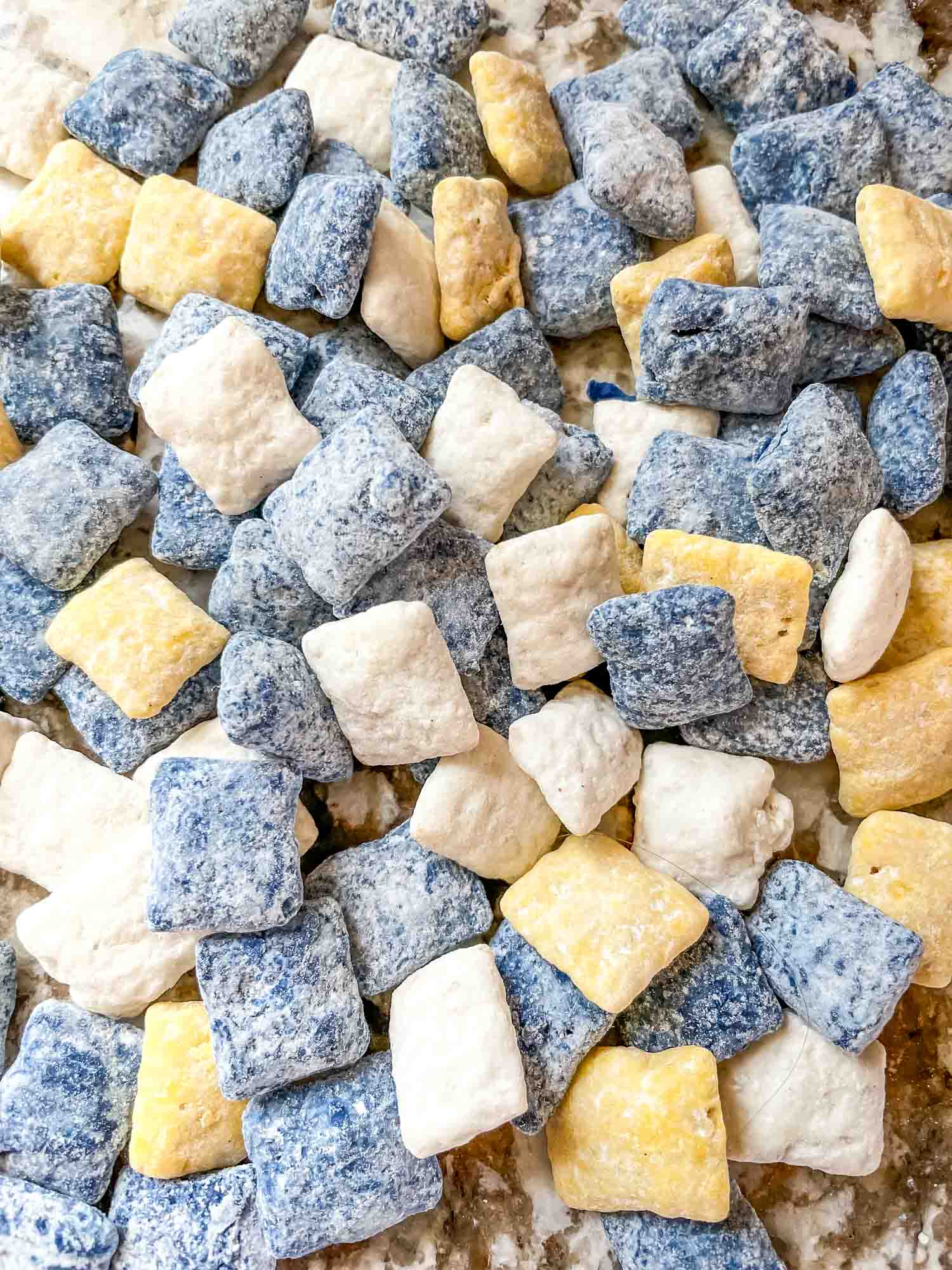 A pile of mixed Los Angeles Rams Puppy Chow