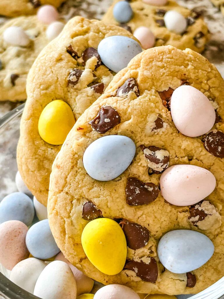 Close up of Mini Eggs Cookies