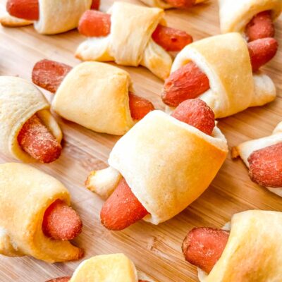 Vegan Carrot Pigs in a Blanket cooked and spread out