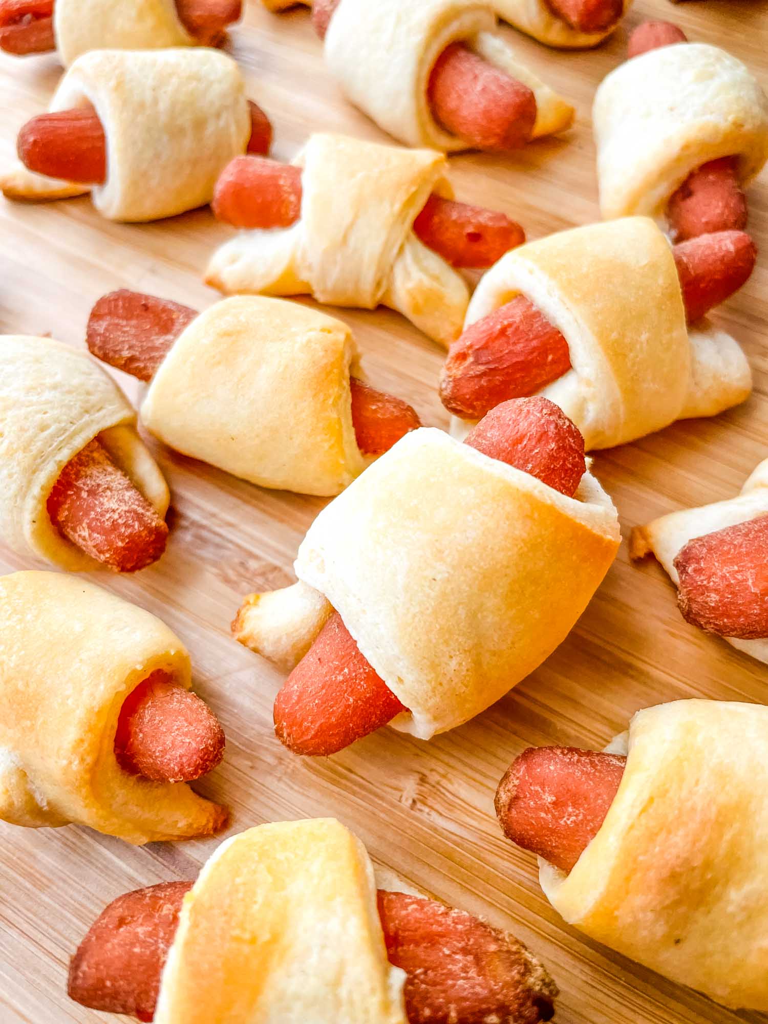 Vegan Carrot Pigs in a Blanket cooked and spread out