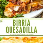 Long pin of Birria Quesadilla with title