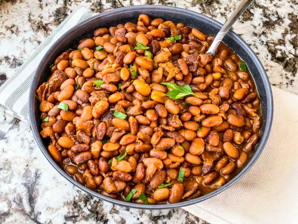 A large bowl full of Instant Pot Pinto Beans