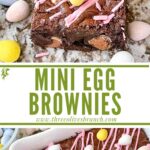 Long pin of Mini Egg Brownies with title