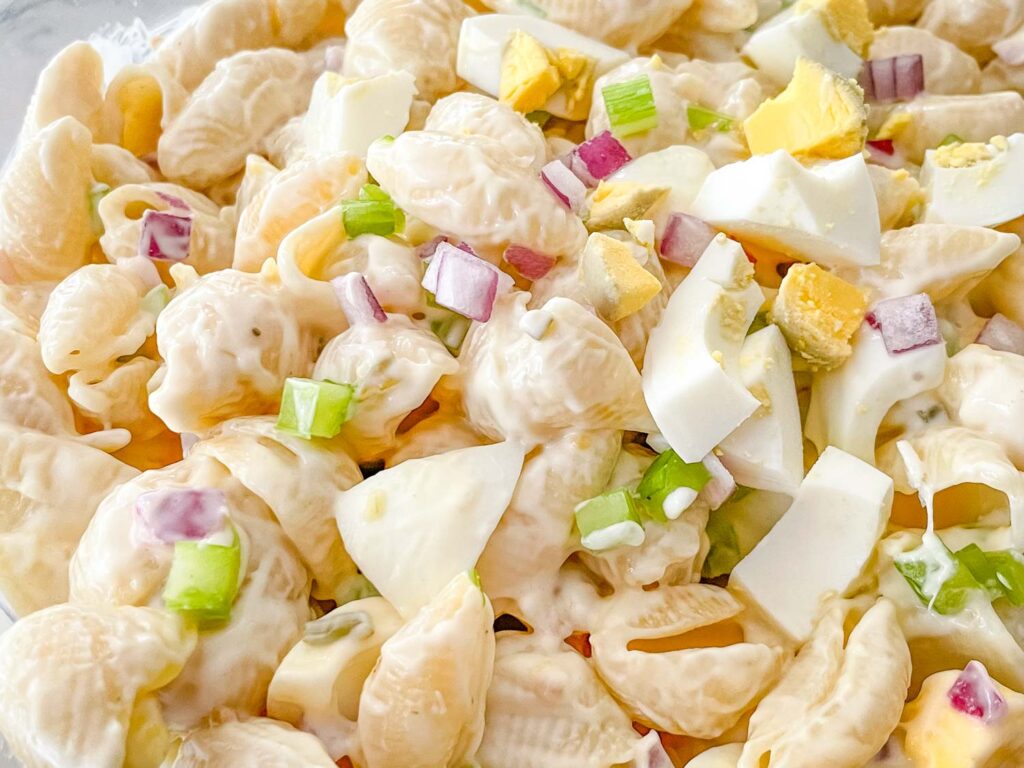 Macaroni Salad with Egg close up