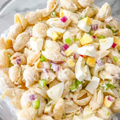 Macaroni Salad with Egg in a large bowl