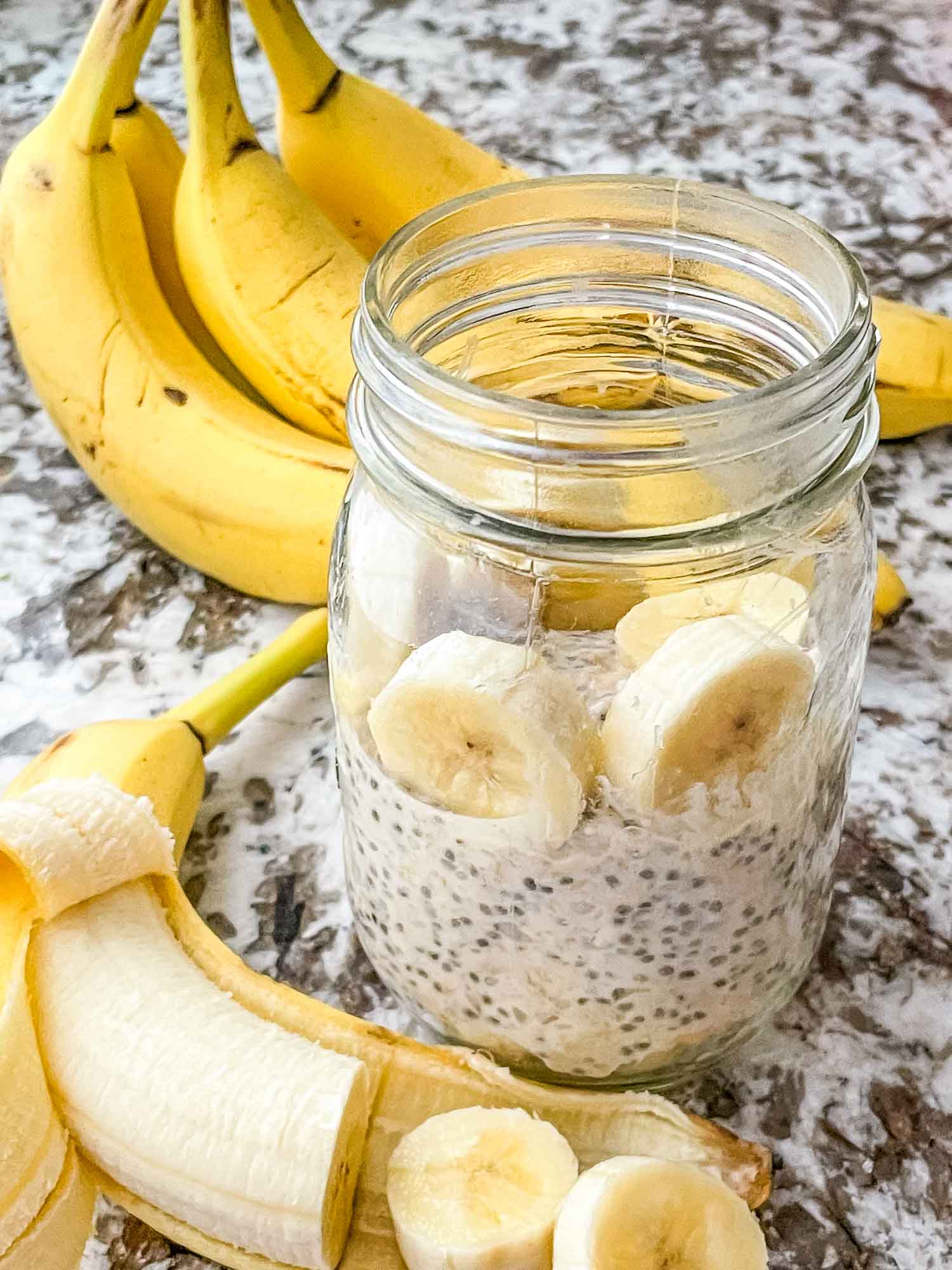 A mason jar full of Banana Overnight Oats