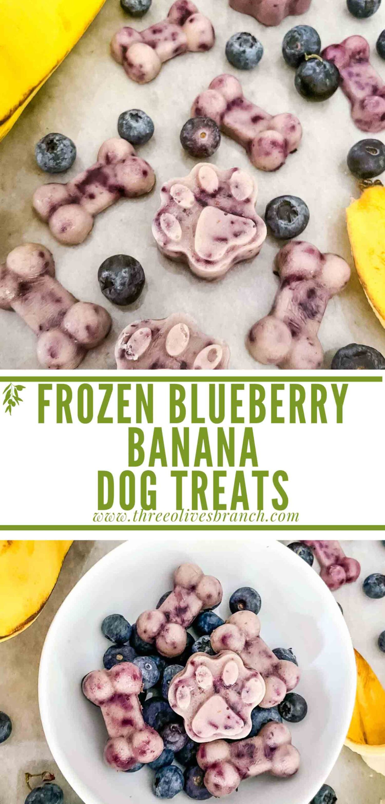 Frozen Blueberry Banana Dog Treats - Three Olives Branch