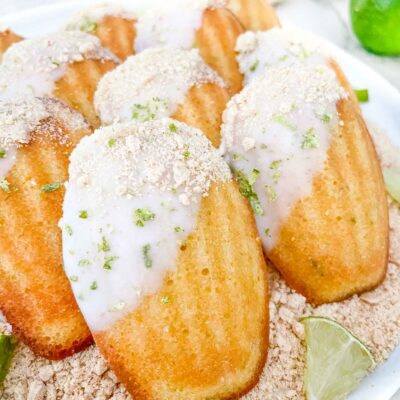 Close view of Key Lime Pie Madeleines on a plate