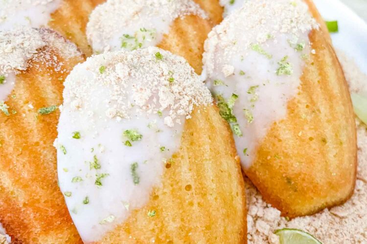 Close view of Key Lime Pie Madeleines on a plate