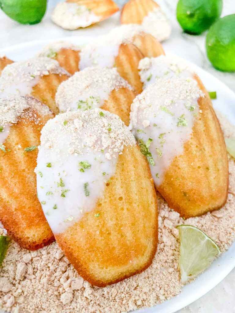 Close view of Key Lime Pie Madeleines on a plate