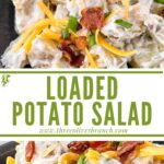 Long pin of Loaded Potato Salad with title
