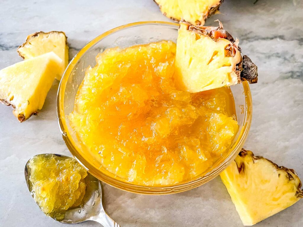 Pineapple Jam in a clear bowl