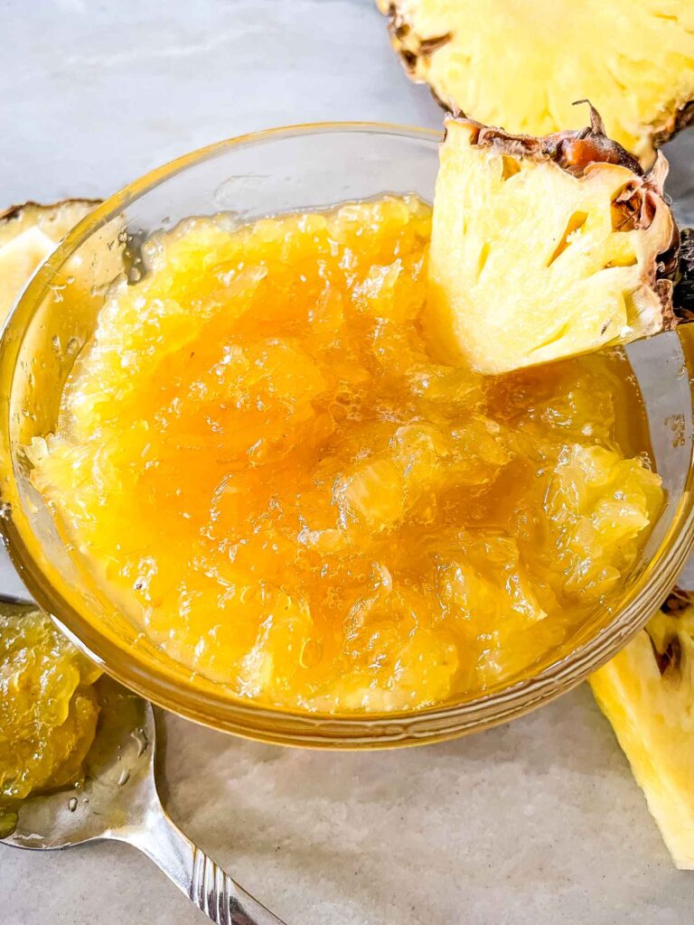 Pineapple Jam in a clear bowl
