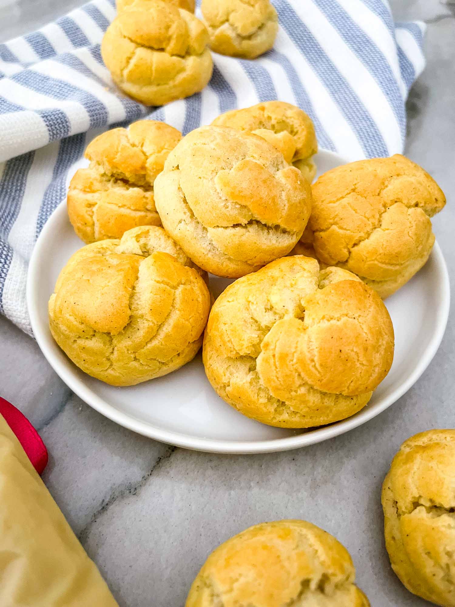 Cream Puffs on a small white plate