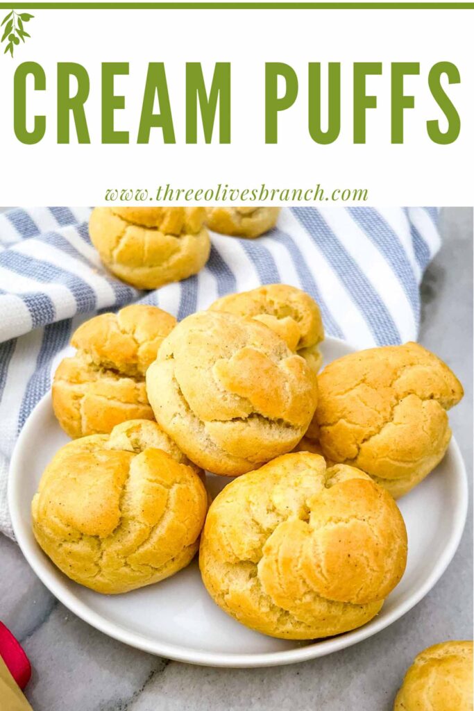 Pin for Cream Puffs in a pile with title at top