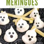 Pin of Halloween Ghost Meringues with title at top