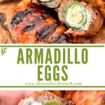 Long pin of Armadillo Eggs with title