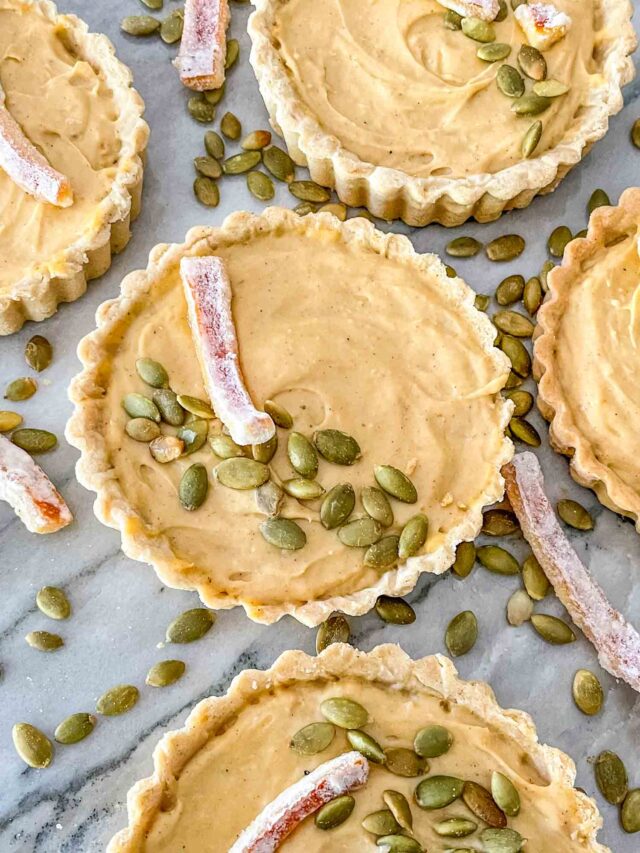 Top view of decorated Pumpkin Tarts