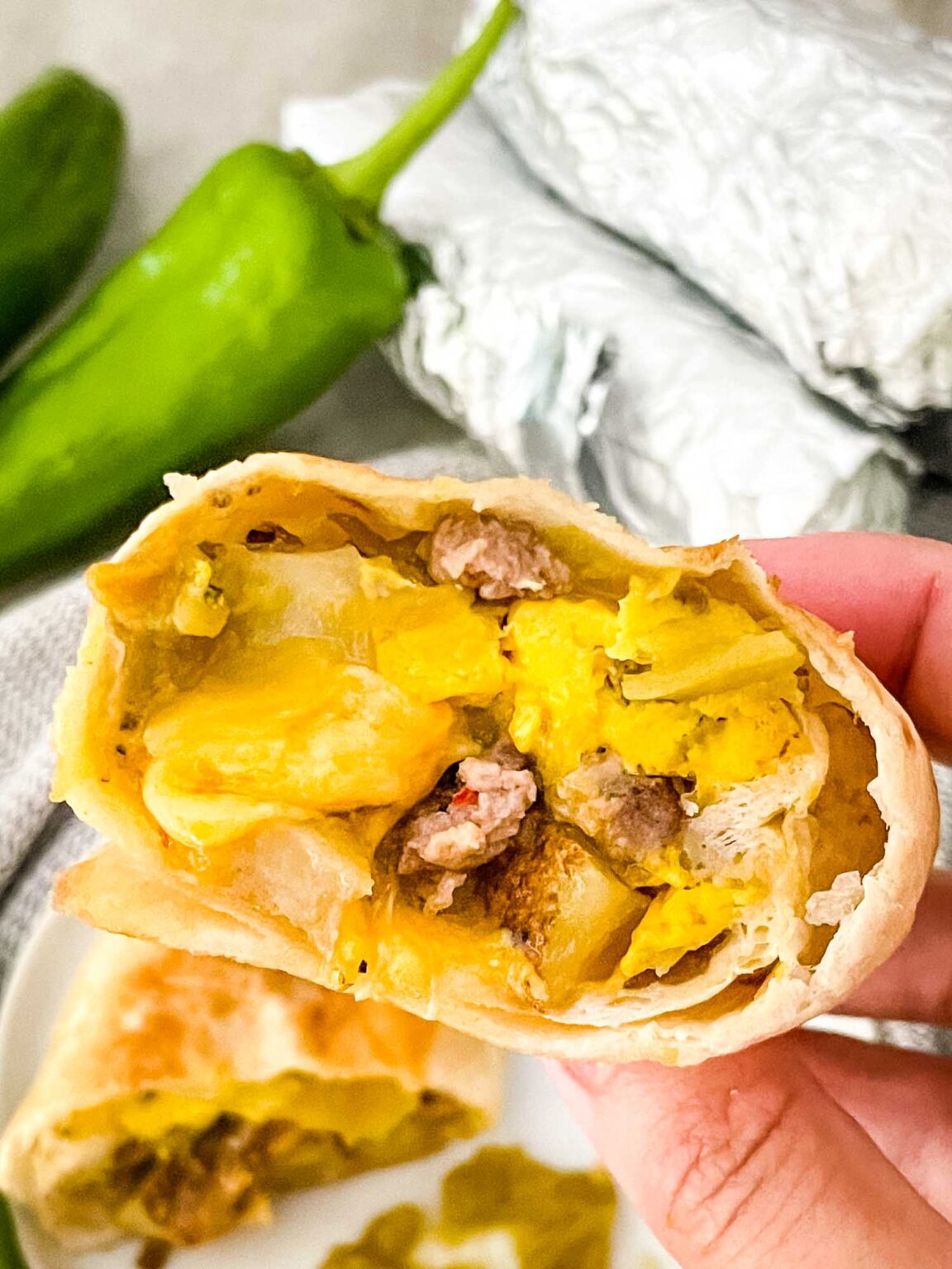 Hatch Green Chile Sausage Breakfast Burritos Three Olives Branch