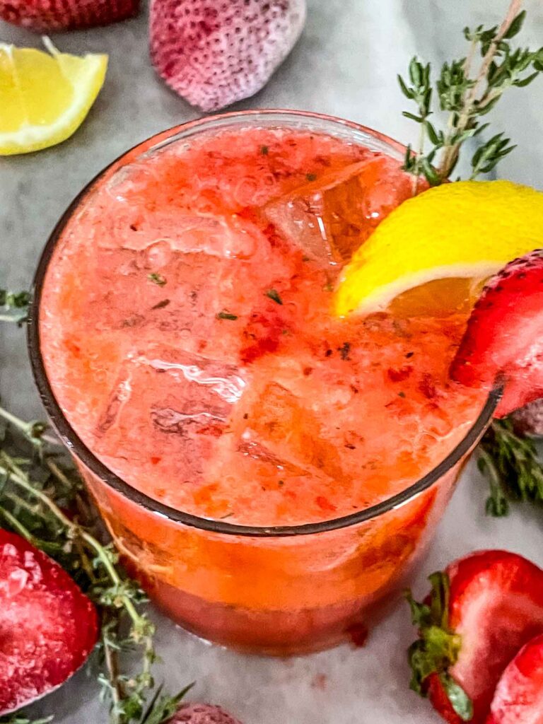 Top view of Strawberry Thyme Cooler (Non-Alcoholic Mocktail)