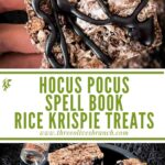 Long pin for Hocus Pocus Spell Book Rice Krispie Treats with title
