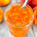 Top view of Peach Jam in a jar