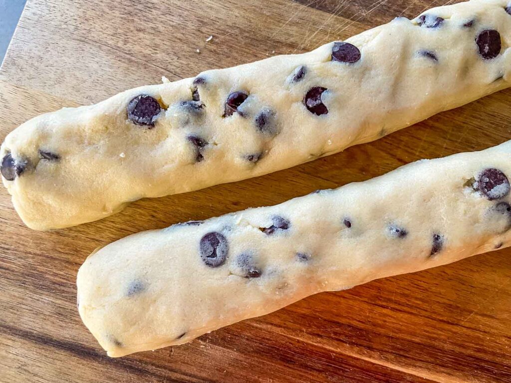 The dough rolled into two logs