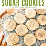 Pin of Chai Sugar Cookies on a cooling rack with title at top