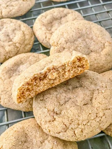 The inside of a cookie propped up on other cokies